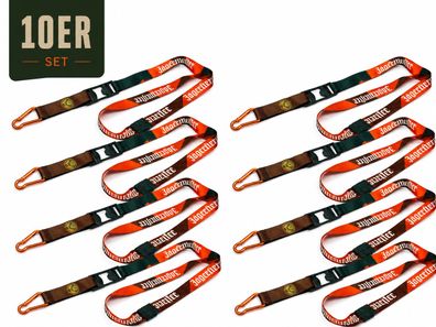Jägermeister Schlüsselband mit Karabiner 10er Set - Festival Schlüsselanhänger