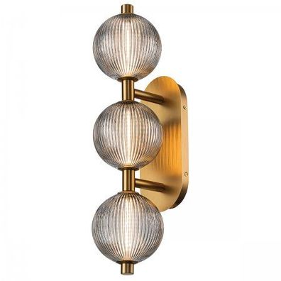 Elstead Lighting LED Wandleuchte Palmas 3-flammig 3000K gold Rauchglas