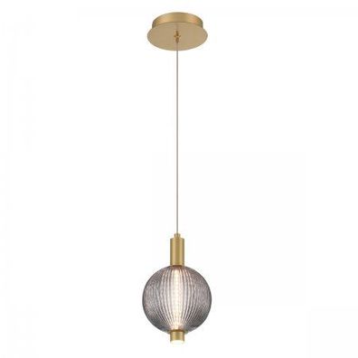 Elstead Lighting LED Pendelleuchte Palmas 1-flammig Gold Rauchglas 3000K