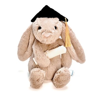 Jellycat Original Bashful Bunny Graduation-Outfit Hase Stofftier Plüschtier Kuschelti