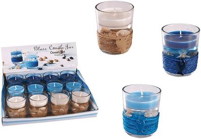 OOTB Gel-Wachskerze im Glas mit Sisal-Meeresdeko