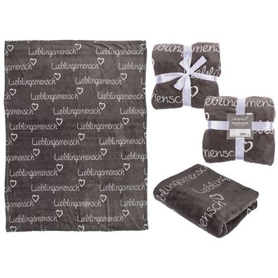 OOTB Graue Kuscheldecke Lieblingsmensch