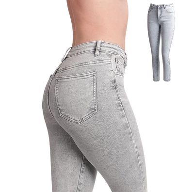 topschuhe24 3234 Damen Straight Leg Jeans Hose High Waist Washed-Out