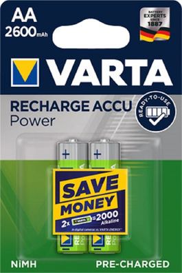 Varta Ready2Use AA Mignon Akku Ni-MH 1,2V 2600mAh 2er Blister
