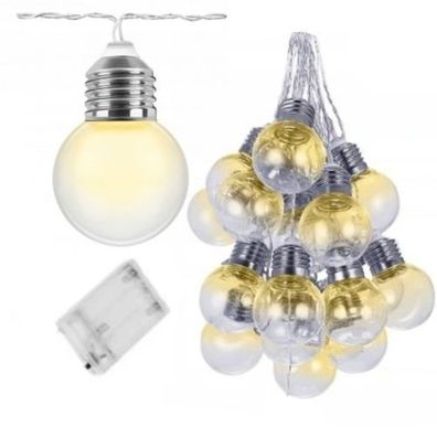 Rosfix LED Lichterkette 3m – 20x Warmweiß Batterie | 1,2W 3xAA 24V DC