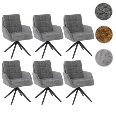 6er-Set Esszimmerstuhl HWC-Q36, drehbar Auto-Return, Chenille (680g/m²) Metall MVG