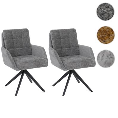 2er-Set Esszimmerstuhl HWC-Q36, drehbar Auto-Return, Chenille (680g/m²) Metall