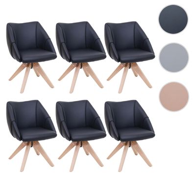 6er-Set Esszimmerstuhl HWC-Q52, Küchenstuhl Drehstuhl, drehbar Holz Kunstleder