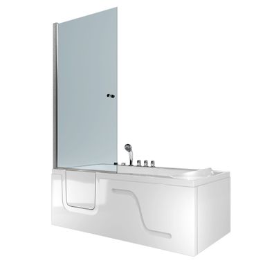 Seniorendusche Kombi Duschkabine Whirlpool Seniorenwanne mit Tür S17D-TH-WP-R-ALL 75x