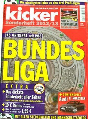 kicker Sportmagazin Sonderheft 2012 / 2013 mit Fußball Bundesliga Stecktabelle