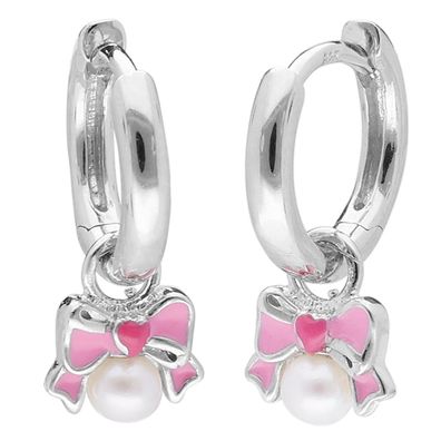 trendor Schmuck Kinder-Ohrringe Silber 925 Klapp-Creolen mit Schleife 41601