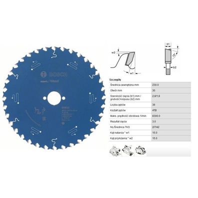 Kreissägeblatt Expert for Wood, Ø 230mm, 36Z (Bohrung 30mm, für Handkreissägen)