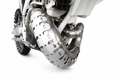 Krümmerschutz 2-Takt Aluminium Hitzeschutz Protektor exhaust Enduro silber