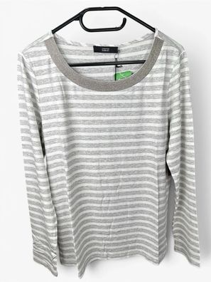 Steffen Schraut Shirt Rundhalsausschnitt Gr.38 Langarm Weiß Grau