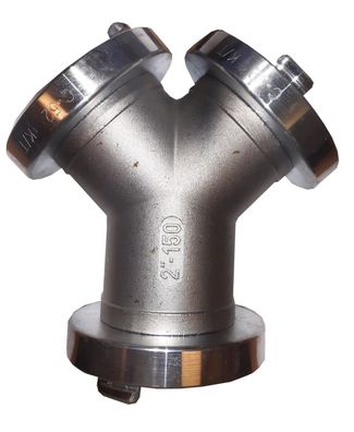 Y-Stück 2" Edelstahl, Verteiler mit Kupplungen Storz C, THW, Feuerwehr, 7035.652