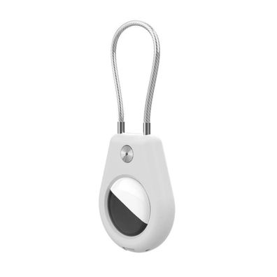 Schutzhülle kompatibel mit Apple AirTag, mit Stahlkabel - Weiß
