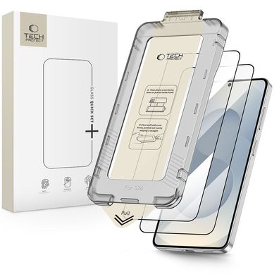 Tech-Protect Quick Set 2er-Pack Gehärtetes Glas für Samsung Galaxy S26 - schwarz