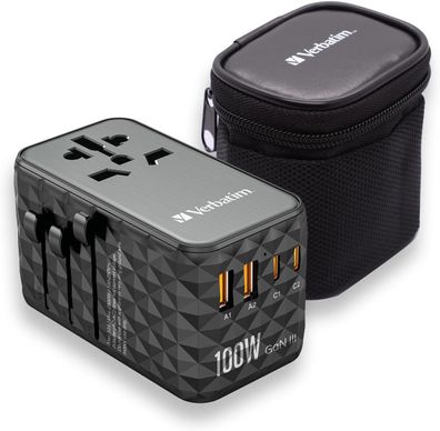 Verbatim Reiseadapter Ladeadapter, Universal Travel, UTA-06, GaN III, 100W