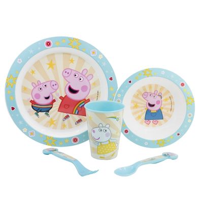 Peppa Pig Teller-Set –Mikrowellengeeignet 5-teiliges Kindergeschirr mit rutschfest