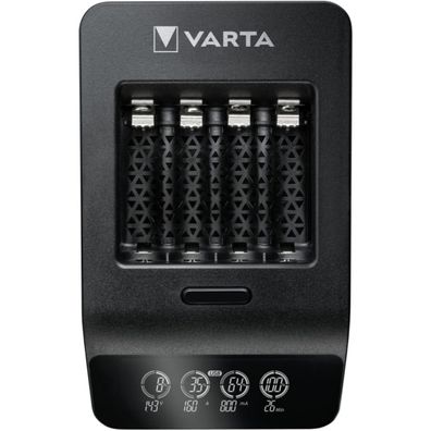 VARTA Akku Ladegerät mit LCD-Anzeige – Für AA/AAA Akkus inkl. 4 Akkus