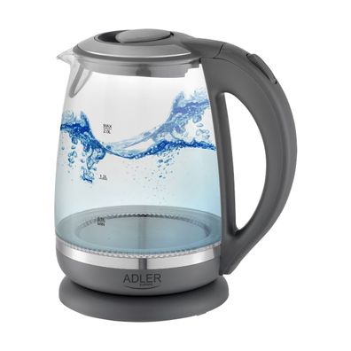 ADLER Europe Wasserkocher Glas 2L Familiengröße LED Beleuchtung Abschaltautomatik