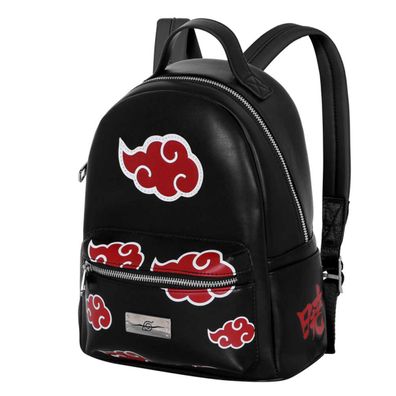 Naruto Clouds Rucksack schwarz City Backpack mit Reißverschluss Fronttasche und