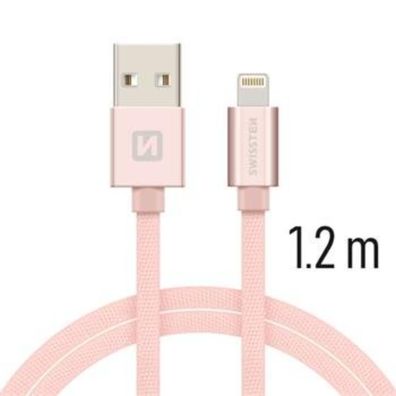 Swissten Textile Fast Charge 3A Lightning Daten- und Ladekabel 1,2 m
