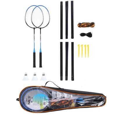 NILS NRZ012 Badminton Set 2 Schläger Netz Stangen Federbälle
