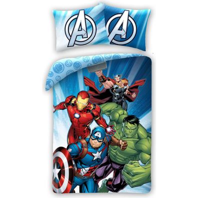 Marvel Avengers Bettwäsche Set aus Baumwolle Bettdeckenbezug 140 × 200 cm mit 70