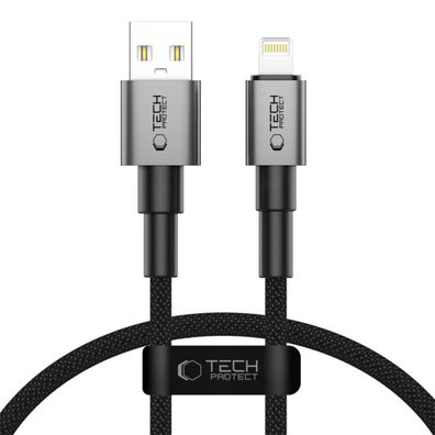 Tech-Protect Ultraboost DNA USB-A / Kompatibel mit iPhone Kabel 12W/2.4A 25cm – Grau
