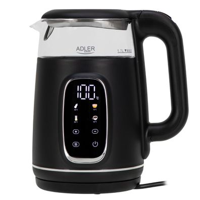 ADLER Europe Glas Wasserkocher 1,7L mit Temperaturanzeige LED Touchpanel 2200W