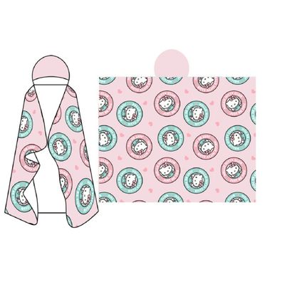 Hello Kitty Kuscheldecke mit Kapuze für Kinder – weich & wärmend – 120x150 cm