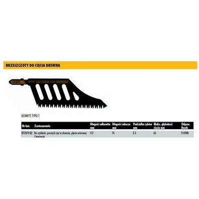 DEWALT Stichsaegeblatt HCS Holz <65mm