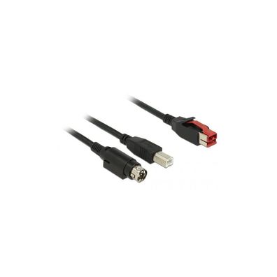 DELOCK PoweredUSB Kab. 24v St > USB-B St + Hosiden 3Pin 3.0m