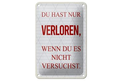 Blechschild Du hast nur verloren, wenn du es nicht versuchst, 4 versch Größen, Spruch