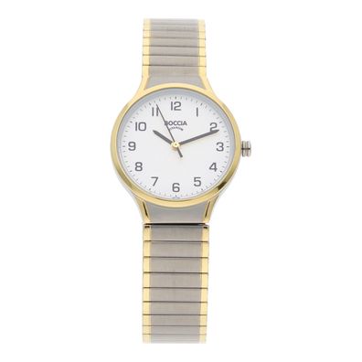 Boccia Uhr Damen 3342-10 Titan, Gold plattiert, Weiß