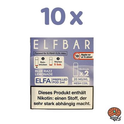 ELFBAR ELFA POD Blue Razz Lemonade 20mg/ml Nikotin 10x 2 Pods