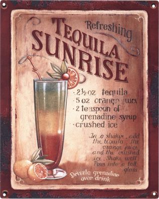 Moritz Blechschild Tequila Sunrise Rezept 20 x 25 cm Retro Vintage Tin sign