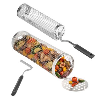 eluno Grillkorb 2er-Set mit abnehmbaren Griffen aus rostfreiem Edelstahl