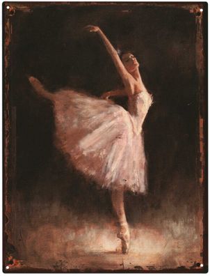 Deko Blechschild Ballett-Tänzerin Tanz Kunst 25x33 Vintage Design Metall Schild