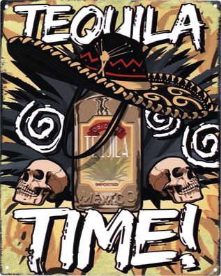 Moritz Blechschild Tequila Time Totenkopf 20 x 25 cm Retro Vintage Tin sign