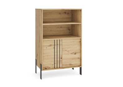 Vitrine Natan mit Metallfüßen 80/127/40 cm, Vitrinenschrank mit 2 Türen Stauraum
