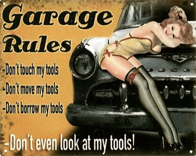 Moritz Blechschild Garage Rules my tools! 20 x 25 cm Retro Vintage Tin sign