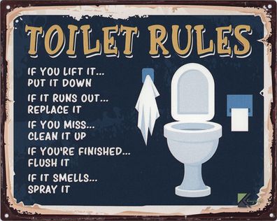 Moritz Blechschild Toilet Rules WC 20 x 25 cm Retro Vintage Tin sign Wand