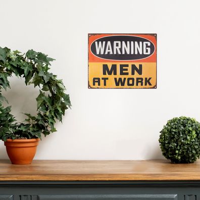 Blechschild 25 x 20 cm Warning Men At Work Retro Vintage sign Wand Dekoration