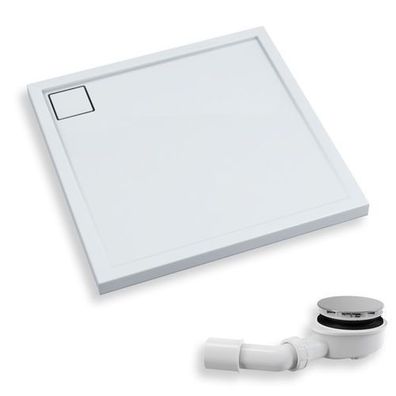 Duschwanne Quadratisch Acryl OMEGA 90x90x5 Weiß | Ablaufgarnitur im SET !