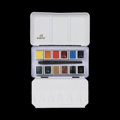 Rembrandt Aquarellfarben-Set im Metalletui, monopigmentiert 12 Näpfchen + Pinsel