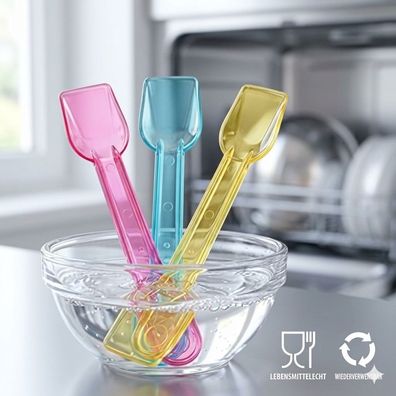 Mehrweg Plastik Eisspaten bunt 1 kg Eislöffel nachhaltig 100 mm