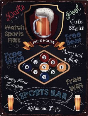 Moritz Blechschild Sports Bar Relax and Enjoy 25 x 33 cm Retro Vintage Wand