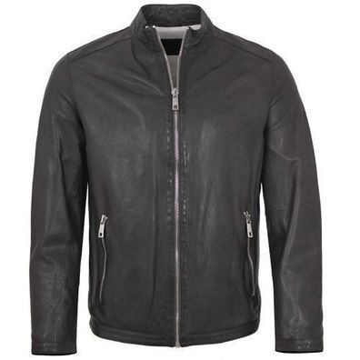 Milestone - Herren Lederjacke Lammnappa aschgrau
